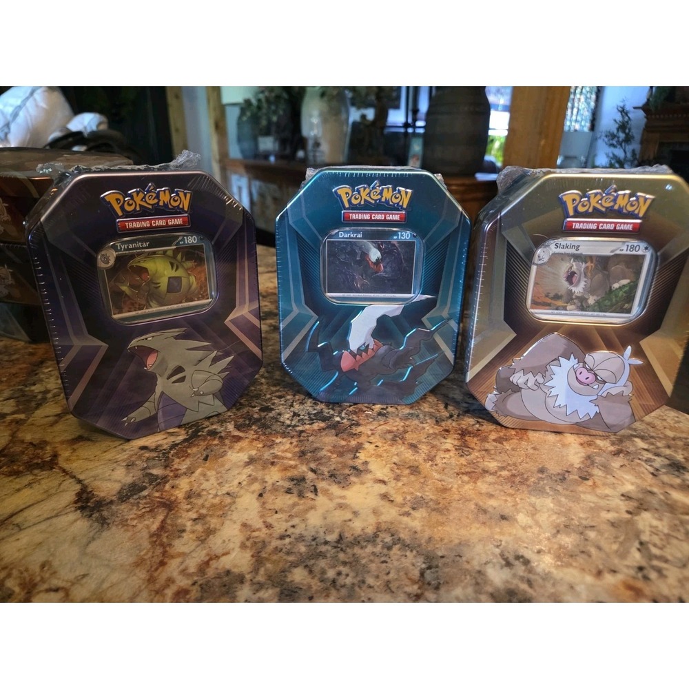 Pokemon TCG  Triple Whammy Collector Tins (x3) - Darkrai - Slaking - Tyranitar